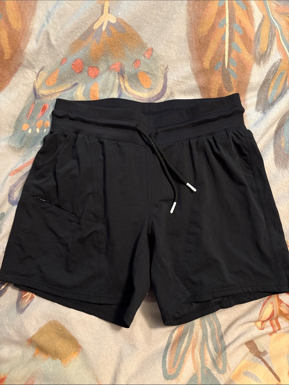 ZYIA Black Athletic Drawstring Shorts with Zip Pocket